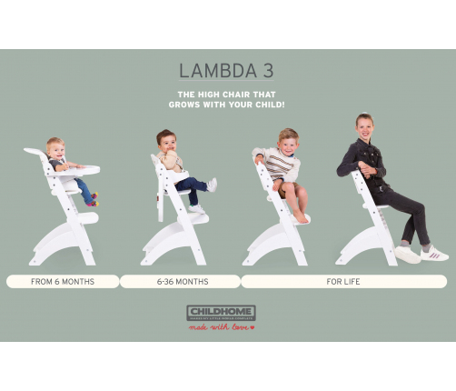 CHILDHOME Lambda 3 White Barošanas Krēsls Transformeris