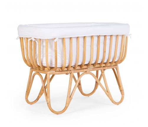 Childhome Rattan Rectangular White Natural Bērnu Šūpulis Pīts