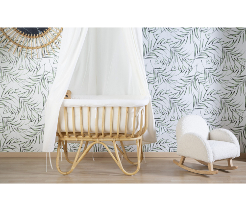 Childhome Rattan Rectangular White Natural Bērnu Šūpulis Pīts