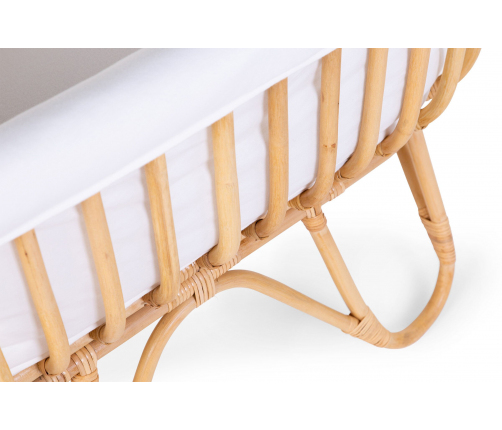 Childhome Rattan Rectangular White Natural Bērnu Šūpulis Pīts