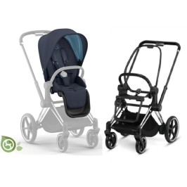 Cybex e-Priam Dark Navy Eco/ Conscious Chrome black frame Прогулочная Коляска Cybex e-Priam Dark Navy Eco/ Conscious Chrome black frame Прогулочная Коляска