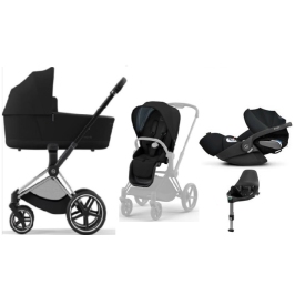 Cybex e-Priam Deep Black Chrome black frame Детская Коляска 4 в 1 Cybex e-Priam Deep Black Chrome black frame Детская Коляска 4 в 1
