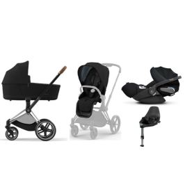 Cybex e-Priam Deep Black Chrome brown frame Детская Коляска 4 в 1 Cybex e-Priam Deep Black Chrome brown frame Детская Коляска 4 в 1
