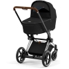 Cybex e-Priam Deep Black Chrome brown frame Коляска с Люлькой