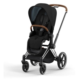 Cybex e-Priam Deep Black Chrome brown frame Pastaigu Ratiņi Cybex e-Priam Deep Black Chrome brown frame Pastaigu Ratiņi