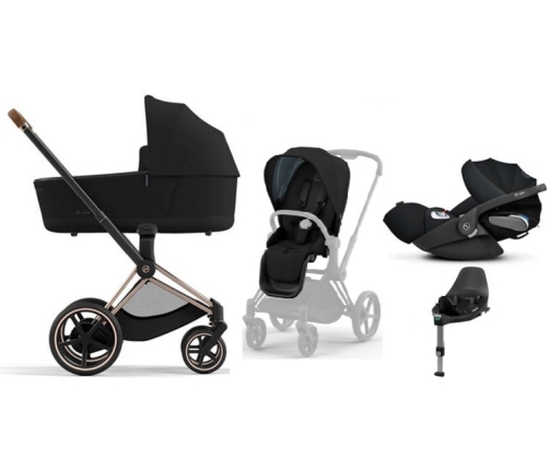 Cybex e-Priam Deep Black Rosegold frame Bērnu Ratiņi 4in1