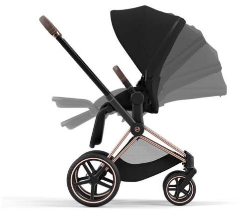 Cybex e-Priam Deep Black Rosegold frame Pastaigu Ratiņi