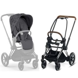 Cybex e-Priam Dream Grey Simply Flowers Chrome brown frame Прогулочная Коляска Cybex e-Priam Dream Grey Simply Flowers Chrome brown frame Прогулочная Коляска