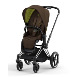 Cybex e-Priam Khaki Brown Chrome black frame Прогулочная Коляска Cybex e-Priam Khaki Brown Chrome black frame Прогулочная Коляска