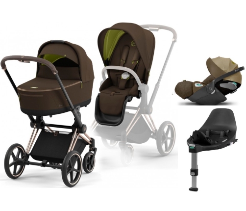 Cybex e-Priam Khaki Brown Rosegold frame Bērnu Ratiņi 4in1