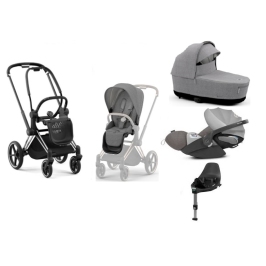 Cybex e-Priam Manhattan Grey Plus Chrome black frame Детская Коляска 4 в 1 Cybex e-Priam Manhattan Grey Plus Chrome black frame Детская Коляска 4 в 1