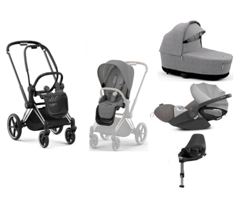 Cybex e-Priam Manhattan Grey Plus Chrome black frame Bērnu Ratiņi 4in1