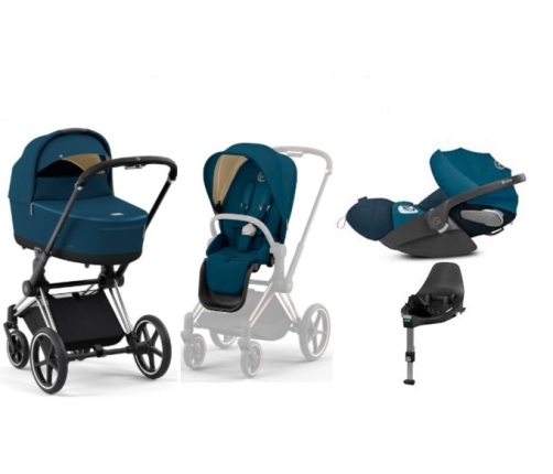 Cybex e-Priam Mountain Blue Chrome black frame Bērnu Ratiņi 4in1
