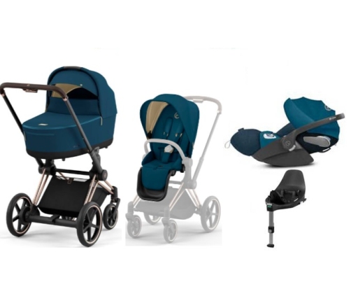 Cybex e-Priam Mountain Blue Rosegold frame Bērnu Ratiņi 4in1