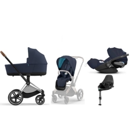 Cybex e-Priam Nautical Blue Chrome brown frame Детская Коляска 4 в 1 Cybex e-Priam Nautical Blue Chrome brown frame Детская Коляска 4 в 1
