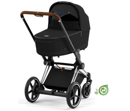 Cybex e-Priam Onyx Black Conscious Eco Chrome brown frame Коляска с Люлькой