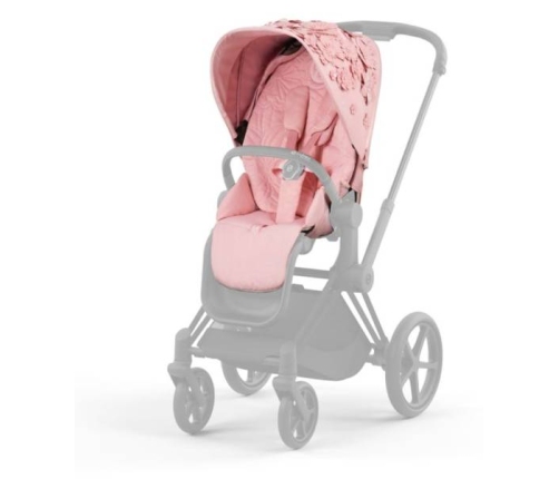 Cybex e-Priam Pale Blush Simply Flowers Matt black frame Pastaigu Ratiņi