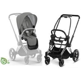 Cybex e-Priam Pearl Grey Eco/ Conscious Chrome black frame Pastaigu Ratiņi Cybex e-Priam Pearl Grey Eco/ Conscious Chrome black frame Pastaigu Ratiņi