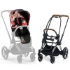 Cybex e-Priam Spring Blossom Dark Chrome brown frame Прогулочная Коляска