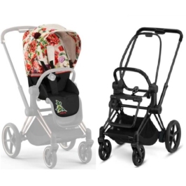Cybex e-Priam Spring Blossom Light Matt black frame Прогулочная Коляска Cybex e-Priam Spring Blossom Light Matt black frame Прогулочная Коляска
