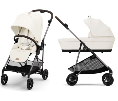 Cybex Melio Cotton White / Taupe Bērnu Ratiņi 2in1