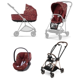 Cybex Mios 3.0 + Cloud Z2 i-Size Rosenrot Red + Rose gold frame Bērnu Ratiņi 3in1