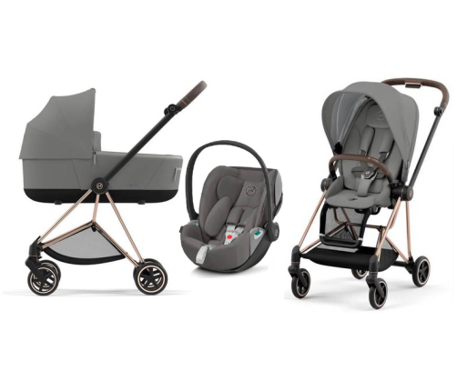 Cybex Mios 3.0 + Cloud Z2 i-Size Soho Grey + Rose gold frame Bērnu Ratiņi 3in1