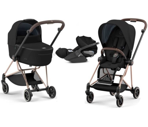 Cybex Mios 3.0 Deep Black Plus + Cloud Z I-Size + Rose gold frame Bērnu Ratiņi 3in1