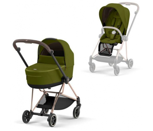 Cybex Mios 3.0 Khaki Green Plus + Cloud Z I-Size + Rose gold frame Bērnu Ratiņi 3in1