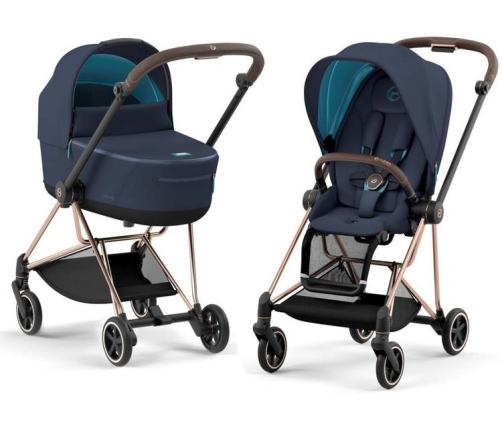Cybex Mios 3.0 Nautical Blue Plus + Cloud Z I-Size + Rose gold frame Bērnu Ratiņi 3in1