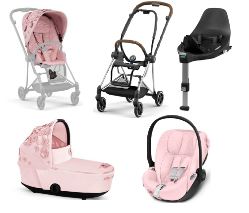 Cybex Mios 3.0 Pale Blush Simply Flowers + Cloud Z I-Size + Chrome Brown frame Bērnu Ratiņi 4in1