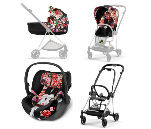 Cybex Mios 3.0 Spring Blossom Dark + Cloud Z i-Size + Chrome Black frame Детская Коляска 3in1