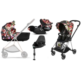 Cybex Mios 3.0 Spring Blossom Dark + Cloud Z I-Size + Chrome Black frame Bērnu Ratiņi 4in1