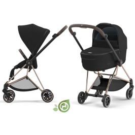 Cybex Mios Eco Onyx Black + Rose gold Frame Bērnu Ratiņi 2in1