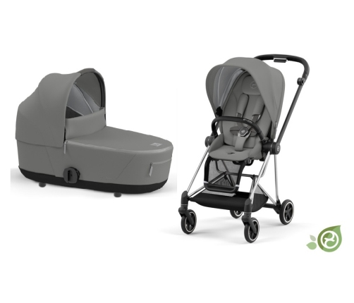 Cybex Mios Eco Pearl Grey + Chrome Black Frame Bērnu Ratiņi 2in1