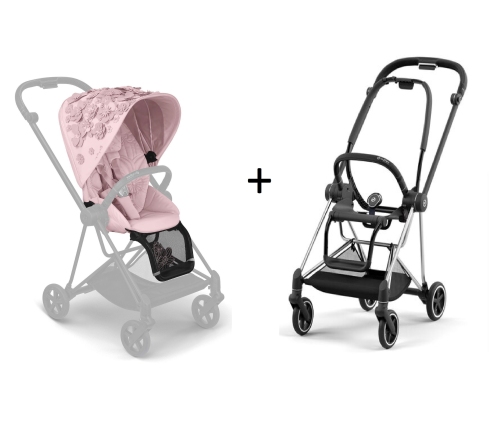 Cybex Mios Pale Blush Simply Flowers + Chrome Black Frame Прогулочная Коляска