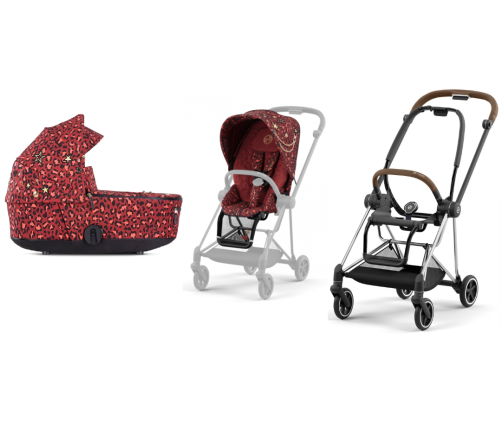 Cybex Mios Rosenrot Red + Chrome Brown Frame Bērnu Ratiņi 2in1