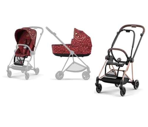 Cybex Mios Rosenrot Red + Rose gold Frame Bērnu Ratiņi 2in1