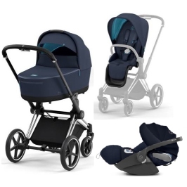 Cybex Priam 4.0 + Cloud Z I-size Chrome black frame Nautical Blue Детская Коляска 3in1 Cybex Priam 4.0 + Cloud Z I-size Chrome black frame Nautical Blue Детская Коляска 3in1
