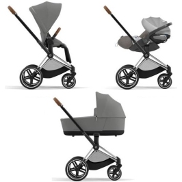 Cybex Priam 4.0 + Cloud Z I-size Chrome brown frame Soho Grey Детская Коляска 3in1 Cybex Priam 4.0 + Cloud Z I-size Chrome brown frame Soho Grey Детская Коляска 3in1