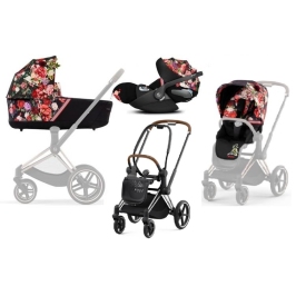 Cybex Priam 4.0 + Cloud Z I-size Chrome brown frame Spring Blossom Dark Bērnu Ratiņi 3in1 Cybex Priam 4.0 + Cloud Z I-size Chrome brown frame Spring Blossom Dark Bērnu Ratiņi 3in1