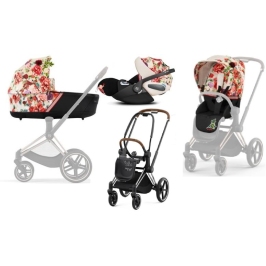 Cybex Priam 4.0 + Cloud Z I-size Chrome brown frame Spring Blossom Light Bērnu Ratiņi 3in1