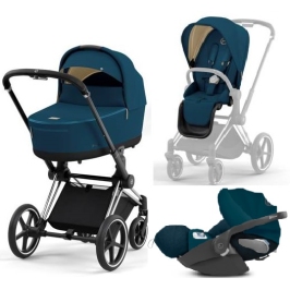 Cybex Priam 4.0 + Cloud Z I-size Chrome black frame Mountain Blue Детская Коляска 3in1 Cybex Priam 4.0 + Cloud Z I-size Chrome black frame Mountain Blue Детская Коляска 3in1