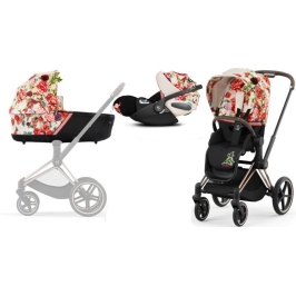 Cybex Priam 4.0 + Cloud Z I-size Gold rose frame Spring Blossom Light Детская Коляска 3in1 Cybex Priam 4.0 + Cloud Z I-size Gold rose frame Spring Blossom Light Детская Коляска 3in1