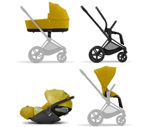 Cybex Priam 4.0 + Cloud Z I-size Matt black frame Mustard Yellow Bērnu Ratiņi 3in1