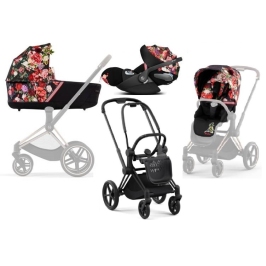 Cybex Priam 4.0 + Cloud Z I-size Matt black frame Spring Blossom Dark Детская Коляска 3in1 Cybex Priam 4.0 + Cloud Z I-size Matt black frame Spring Blossom Dark Детская Коляска 3in1