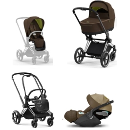 Cybex Priam 4.0 + Cloud Z2 I-size Chrome black frame Khaki Brown Bērnu Ratiņi 3in1