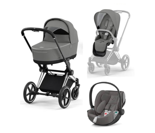 Cybex Priam 4.0 + Cloud Z2 I-size Chrome black frame Soho Grey Детская Коляска 3in1