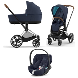 Cybex Priam 4.0 + Cloud Z2 I-size Chrome brown frame Nautical Blue Bērnu Ratiņi 3in1 Cybex Priam 4.0 + Cloud Z2 I-size Chrome brown frame Nautical Blue Bērnu Ratiņi 3in1