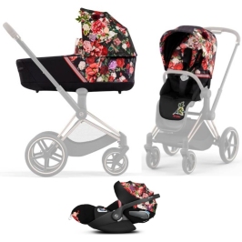 Cybex Priam 4.0 + Cloud Z2 I-size Chrome brown frame Spring Blossom Dark Детская Коляска 3in1 Cybex Priam 4.0 + Cloud Z2 I-size Chrome brown frame Spring Blossom Dark Детская Коляска 3in1